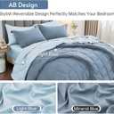 MUXHOMO 7 Pieces Queen Comforter Set, Reversible Bed in a Bag Queen Size, All Season Bedding Set with Comforter, Flat Sheet, Fitted Sheet, Pillowcases & Shams, Mineral Blue & Light Blue