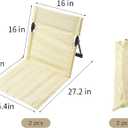 2 Pcs Foldable Poolside Chairs - Portable Beach Chair Set with Storage Bag, Foldable Ground Chair with Metal Frame, Extended Backrest Lounge Seat for Beach Poolside Picnic Garden Camping