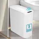 5 Gallon Motion Senor Bathroom Trash Can with Lid, Automatic Garbage Can Touchless, Smart Plastic Waste Basket for Narrow Spaces, Bathroom, Office, Bedroom, Living Room (White)