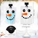 Chengu 24 Pcs Winter Snowman Drink Pouches 5 oz Portable and Reusable Adults Juice Bags with Lid Leak Proof Plastic Bags for Winter Party Favors Holiday Beverages Travel(48 Pcs)