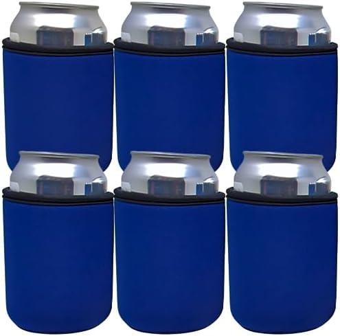 TahoeBay Premium Can Sleeves - 5mm Thick Neoprene Beer Coolies for Cans - Blank Drink Coolers (Navy Blue) 6 Pieces