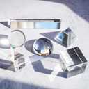 QFkris 6 Pack K9 Optical Crystal Photography Prism Set, Include 50mm Crystal Ball, Cube,Optical Pyramid, 50mm & 150mm Triangular Prism,60mm Dome Magnifying with Cloth for Teaching, Playing