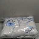 Botanical Quilt Set 3 Pieces King Size, Blue Flower Branch on White Reversible Bedspread Coverlet Set, Soft Microfiber Lightweight Bed Cover for All Season (102" x 90", 1 Quilt+ 2 Pillow Shams)