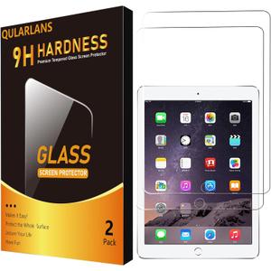 Qularlans 2 Pack Screen Protector for iPad 6th 5th Generation 9.7 Inch 2018/2017, iPad Pro 9.7 2016, iPad Air 2/1 2014/2013, 9H Tempered Glass, Apple Pencil Compatible, Case Friendly