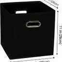 Yunkeeeper storage bins Cubes, Fabric Cube Organizer with Handle, Foldable Cube Bins for Cloth or Accessary Storage, 11x11x11, Set of 2  (Black)