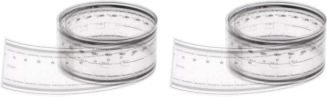 HARFINGTON 2pcs Film Flexible 120cm 0.1mm Scale Ruler with R Angle & Width Lines PET Plastic Folding Straight Ruler Calibration Measuring Tool for Factory, Transparent