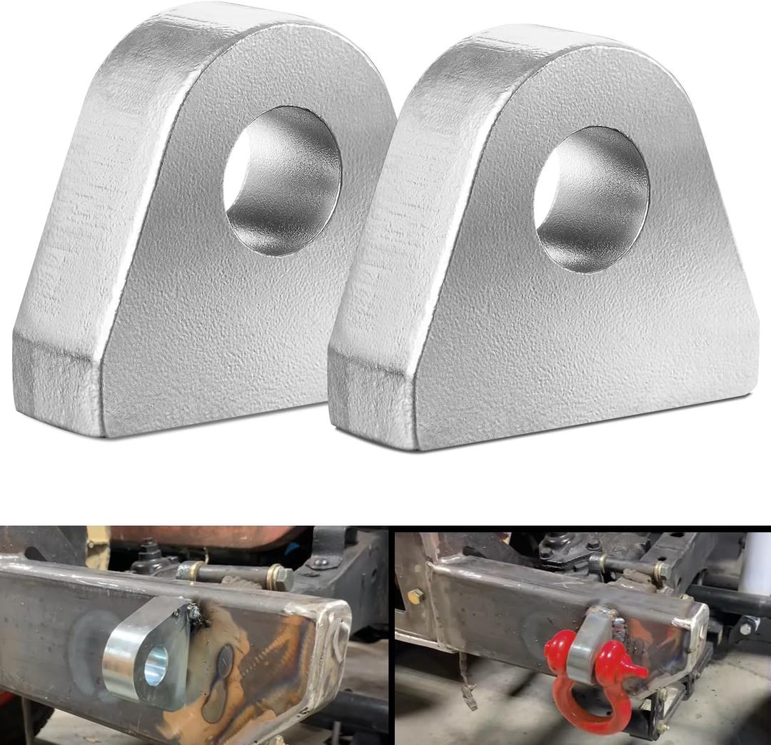 Weld on Shackle Clevis Mounts, for Most Vehicles Bumper Towing, 1-inch Thickness Heavy Duty Steel (Set of 2)
