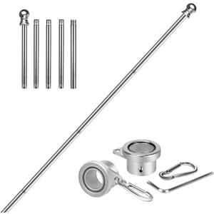 4 x 6 FT Stainless Steel Flag Pole Thicker, Tangle Free Flag Poles for 3x5 Flags, Outdoor Flag Pole for House Yard Garden, 1 inch Diameter Flagpole with Bearing Aluminum Alloy Rings Rust Free