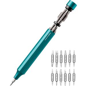 HOTO 24 in 1 Multi Bit Mini Screwdriver Set Magnetic, Manual Precision Screwdriver Set, EDC Pen Screwdriver for Eyeglasses, Electronics, Watches, Phones, Laptops, Cameras, Dark Turquoise