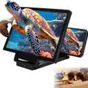 Screen Magnifier for Cell Phone,3D HD Big Screens Phone Magnifier,Foldable Phones Stand with Movie Screens Amplifier,Portable Mobile Phones Magnifier Projector for Movies,Compatible All Smartphones (Black)