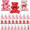 Lunmon 50 Pcs Valentine's Day Heart Pattern Love Bears with Gift Bag for Valentine's Day Gifts, Birthday Party Favors, Mini Stuffed Animal Toys, Keychains, Red, Pink, White