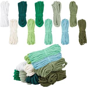 FREEBLOSS 109 Yards Green Macrame Cord 10 Mixed Color Macrame Yarn Natural Cotton Cord for Macrame Weaving Cotton Cording for Crafts Macrame Kit Supplies 3mm