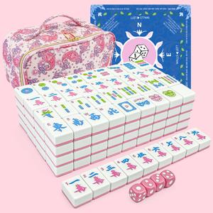 American Mahjong Tile Set, 166 Pink Tiles (1.2”), Mahjong Tile Set with Carrying Bag and Other Mahjong Accessories, Cute Mini Tiles, Portable Travel Complete Game Set, Gift for Enthusiasts