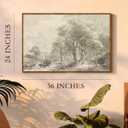 VIYYIEA Large Vintage Landscape Canvas Wall Art, 24x36 Inch, Framed Natural Scenery Painting Artwork Prints, France Country Wilderness Farmhouse Decor Pictures Office Bedroom Living Room Bathroom