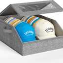AOODA Sturdy Hat Storage for Baseball Caps, Holds up to 24 Caps Clear Hat Organizer for Closet, Bedroom, Wide Hat Box with Cardboard (Slate Grey)