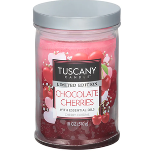 Tuscany Candle Chocolate Cherries Long-Lasting Scented Jar Candle, 18 oz
