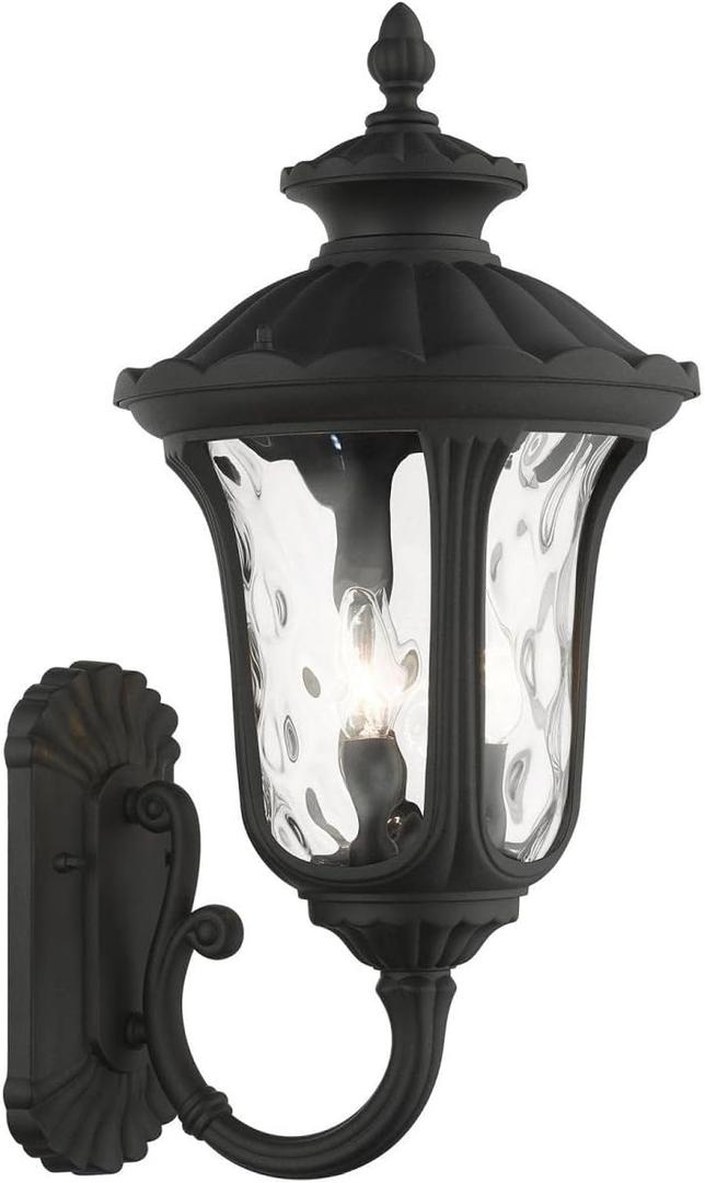 Livex Lighting 7856-14 Oxford 3-Light Outdoor Wall Lantern, 22" x 11" x 22", Black