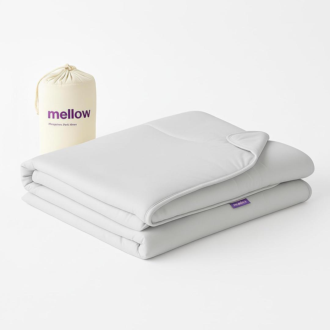 Mellow Cloud Cold Cooling Comforter for Hot Sleepers Dual-Sided Arctic Silk & CloudKnit, Lightweight Summer Quilt, Built-in Duvet, Machine Washable, Twin/Twin XL, Gray