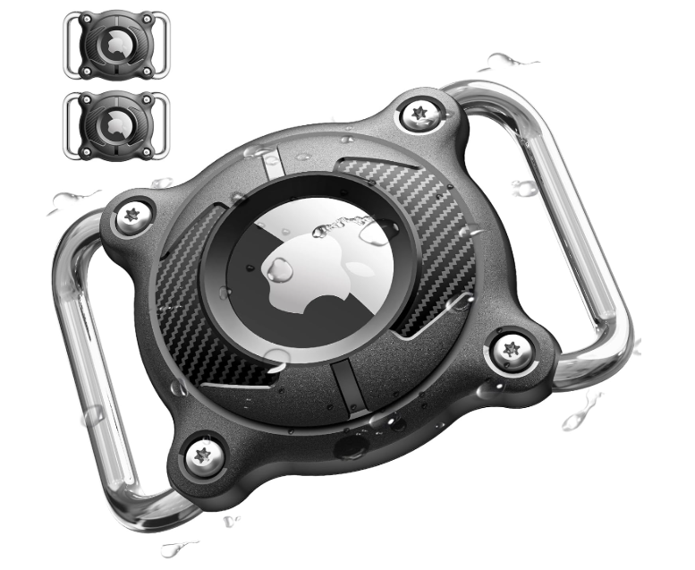 2 Pack Airtag Dog Collar Holder | Airtag Dog Collar Waterproof  Airtag Holder for Dog Collar  Dog Airtag Holder with Removable Metal Loop, Light Weight fit Width3cm/ Thick4.5mm Air Tag Collar, Black