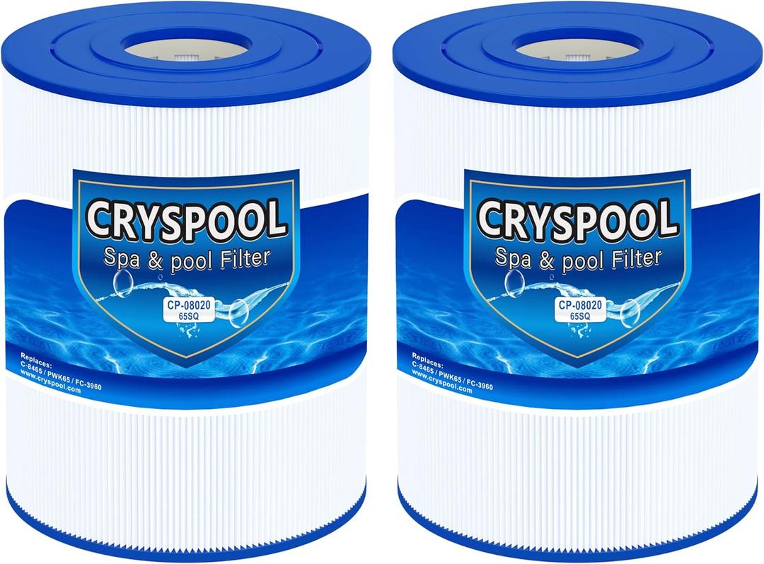 Cryspool pwk65 Compatible with Watkins 31114, Hot Spot spa Filter, C-8465, FC-3960, 71827, 71828, Watkins 65 sq.ft hot tub Filter, 2 Pack
