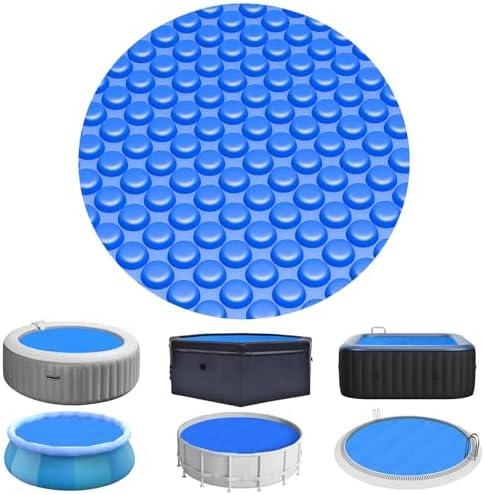 Evoio Solar Pool Cover 8 ft Round for Above Ground Inground Pools Bubble Wrap Covers Hot Tub Spa Thermal Heating, 15 Mil Circle Blue Floating Blanket for 6-24 Foot Feet Diameter Swimming Pools