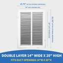 14x20 Return Air Grille [Duct Opening Size],Return Air Vent Cover for Wall Or Ceiling,Steel Return Air Filter Grilles Removable Face/Door for 1 Inch Filters (14"W x 20"H [Duct Opening])