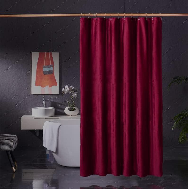 Velvet Burgundy Shower Curtains for Bathroom,260 GSM Heavy Duty Red Fabric Luxury Shower Curtain with Hooks, Washable, Thicken,Waterproof for Hotels, Bathtubs, 72 x 72 inches