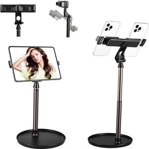 Cell Phone Stand Adjustable Height Phone Holder for Desk Pad Stand,Support All Phones and Screens from 2-15.6 inch,(iPhone, Android,iPad,Kindle) Support Stretching and Chassis Counterweight