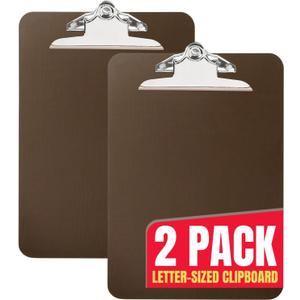 1InTheOffice Plastic Clipboard, Clipboards for Classroom, Hanging Clipboard, Letter Size, Smoke, 2 Pack