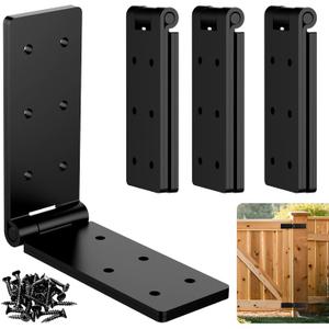 Heavy Duty Gate Hinges, Black Gate Hinges with Screws, Heavy Duty Door HingesAdjustable Hardware Hinges Kit,Durable Barn Door for Wooden Fences Yard Gate (Black-4PCS)