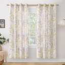 BGment Boho Linen Curtains for Bedroom 72 Inch Length 2 Panels Printed Leaf, Light Filtering Window Privacy Curtains for Living Room Farmhouse Rusitc Casual Patterns, Each 52 Inch Wide, Yellow