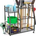 WALMANN Garden Tool Organizer with Wheels for Garage, Large Storage Capacity, Rakes/Shovels/Yard Tools Storage Stand for Shed, Garden, Indoor/Outdoor Long-Handled Tools Rolling Cart