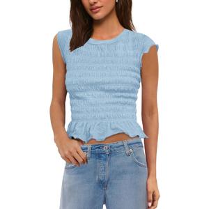 Panadila Womens Crop Tops Short Sleeve Shirts Ruched Fitted T Shirts Summer Going Out Tops Y2k Baby Tees, Large