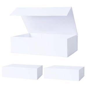 Aimyoo Small White Collapsible Gift Box with Magnetic Closure Lids 10.5x7x3 in, Bridesmaid Groomsman Proposal Boxes, Rectangle Storage Box 2 Pack