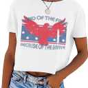 Womens American Flag Crop Tops 4th of July Patriotic Tshirt Casual Short Sleeve Crop Tee Teen Girls Crop Top (X-Small, White)