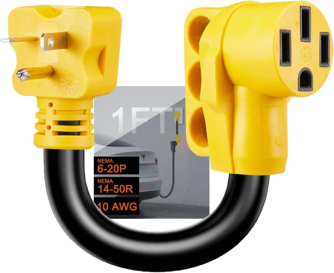 NEMA 6-20P to 14-50R EV Charger Adapter Cord, Must Manually Set Charging Limit to 16A, NOT for Household 110V Outlet, NOT for RV, Only for Tesla or EV Charging, ETL Listed