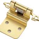 Home Expert 4 Pack (2 Pairs) 3/8 Inch Inset Cabinet Hinges, Self-Closing Face Mount Hinges with Door Bumpers, Satin Brass Gold for Kitchen Cabinets, Bathroom Vanities, Furniture Doors