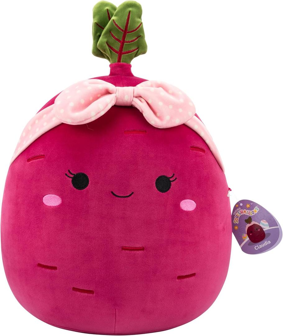 Squishmallows Original 14in Claudia The Purple Beet with Pink Headband  Official Jazwares Easter Plush (Large) (Purple Beet)