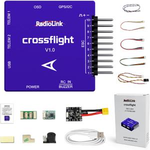 Radiolink Crossflight Flight Controller, OSD Integrated 10CH PWM Output FC with 2-12S Module Power, Vibration Damping by Software for FPV Drone/3-8 Axis/VTOL Plane/Helicopter/Car/Boat