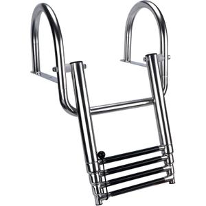 4 Steps Pontoon Boat Ladder,Stainless Steel Inboard Dock Ladder Marine Ladder