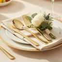 153 Pack Gold Plastic Silverware - Heavy Duty Gold Silverware Set - 51 Forks, 51 Knives, 51 Spoons Plastic Cutlery Disposable Utensils Set for Holiday Party Dinner Wedding Gathering