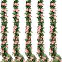 5pack Flower Garland Artificial Fake Rose Garland Vine Artificial Flowers for Decoration Floral Garlands Decor-Total 41 Ft (Pink)