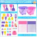 Dreamon Collapsible Beach Toys Set for Kids 3-10, Collapsible SandBucket with Beach Molds and Mesh Bag, 2 Pack Shovels Set Ice Cream Sand Toys for Beach, Sandbox Travel Toys for Kids Toddlers Girls