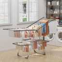 Sakugi Clothes Drying Rack, Foldable 2-Level Laundry Drying Rack with Height-Adjustable Wings, for Clothing & Bedding, Free-Standing Space-Saving Rack, Indoor & Outdoor, 70" L 22.8" W, Gray, X-Large