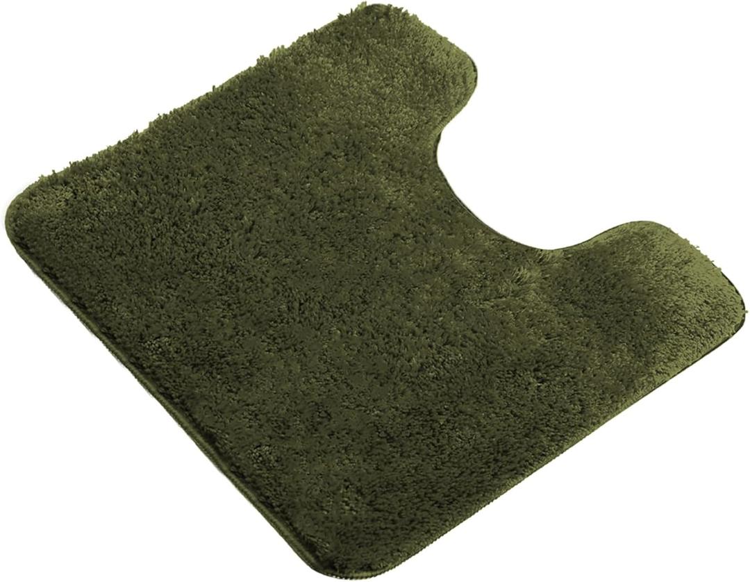 Reyox Plush Shaggy Bath Rug, Contour Mat and Toilet Lid Cover, Soft Microfiber Non Slip Bathroom Rugs Army Green U-Shaped (U-Shaped, 19.7"x19.7")