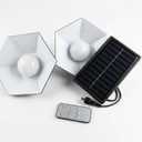 Solar Powered Dual Head Pendant Lights with Remote Control, Waterproof Outdoor Shed Lamp with 30 LED SMD 2835, 400 Lumens Hexagonal Hanging Wall Sconces for Barn, Gazebo, Patio, Garden (White/Warm White)
