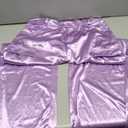 Women's High Waisted Satin Cargo Pants Loose Fit Wide Leg Trousers with Pockets Trendy Outfit (XX-Large, 13 Light Purple)