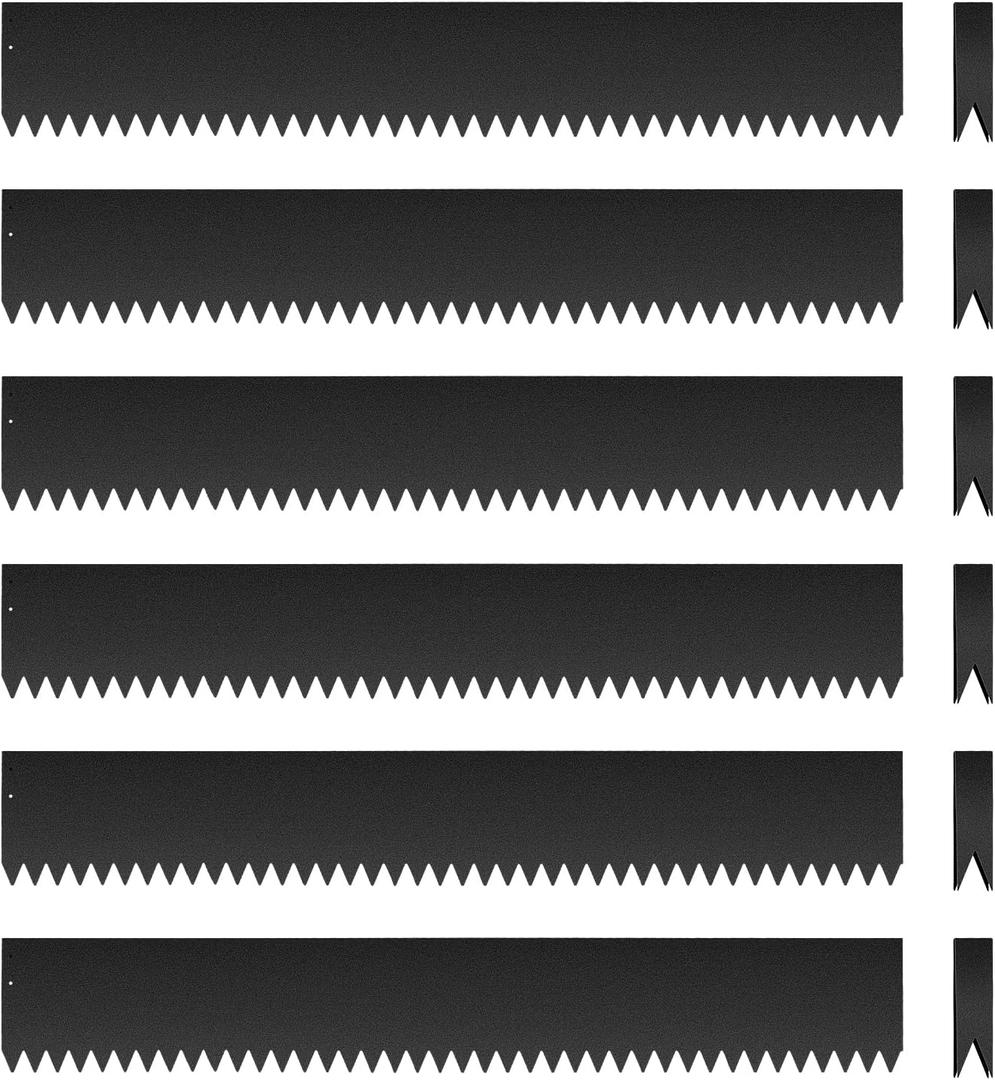 6PCS Black Landscape Edging - 40" L x 6" H Each (20ft Total) Galvanized Steel Edge for Lawn Yard- No-Dig Hammer-in Heavy Duty Metal Edging Border with 6 Clips