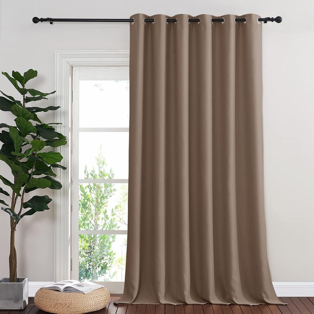 NICETOWN Blackout Curtain for Patio Door, Grommet Top Sliding Door Panel Thermal Insulated Bedroom Blackout Curtain for Villa/Hall/Parlor (Cappuccino, 1 Panel, 80" W x 95" L)