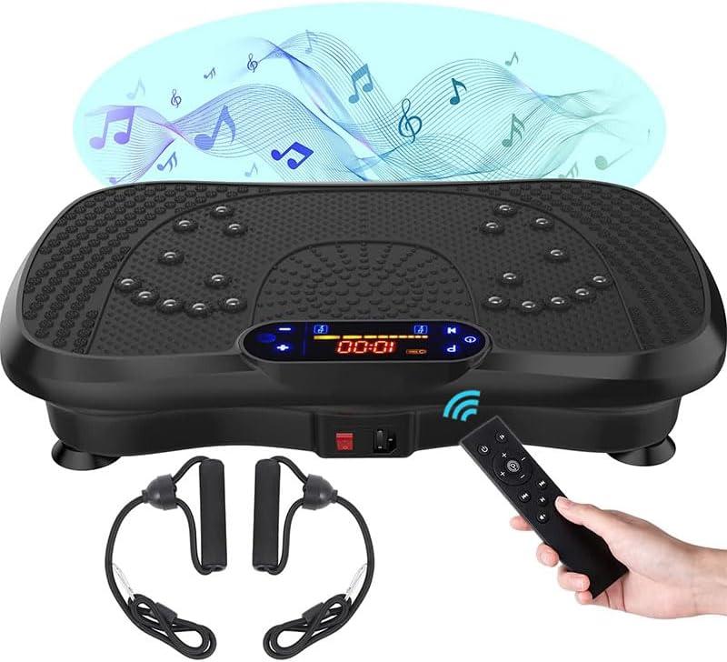 ETLIFE Vibration Plate Exercise Machine Whole Body Workout Vibrate Fitness Platform Lymphatic Drainage Machine for Shaping Toning Wellness Home Gyms Workout (Black1)
